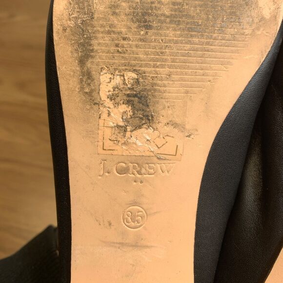 J.Crew Womens Size 8.5 Black Leather Slipper Loafers Slip On - Picture 9 of 11